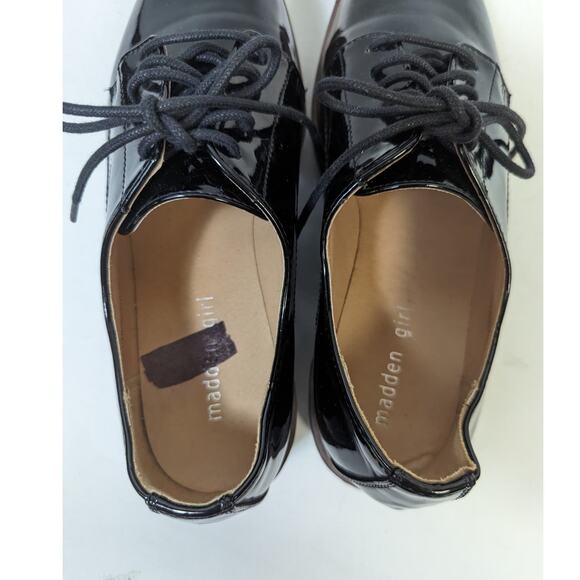 Women's Black Patent Leather Platform Oxfords - Picture 7 of 10